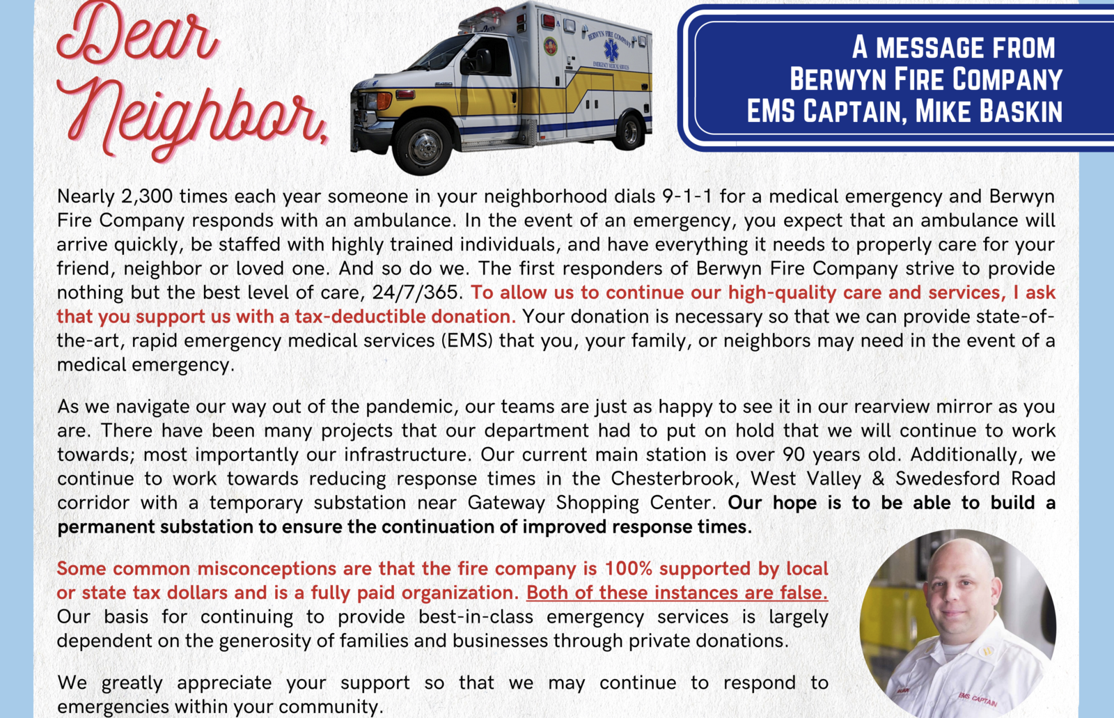 2021 EMS Fund Drive Letter