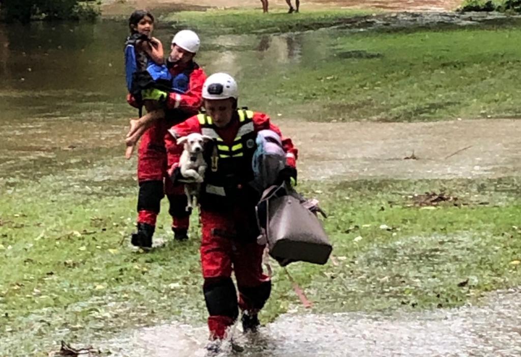 Berwyn rescuers safely removed a family and their dog from their car that was caught in floodwaters in the Glenhardie section of Tredyffrin Township in 2020.