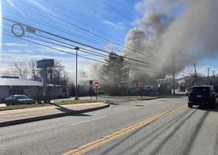A passerby image of the fire at Ed Forde Service Center on Lancaster Ave. in Tredyffrin Twp.