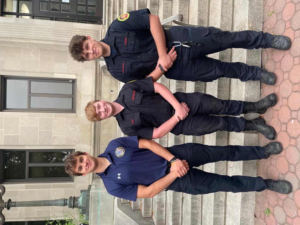 Firefighter Jack Nudy, Firefighter Jordan Lichy and EMS Lt. Ethan Tartaglio at the Main Line Chamber Foundation Scholarship event. 
