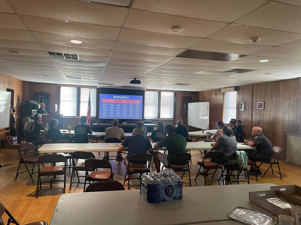 Berwyn EMS Captain Michael Baskin led the discussion with EMS volunteers and the on duty paid staff at the main station.